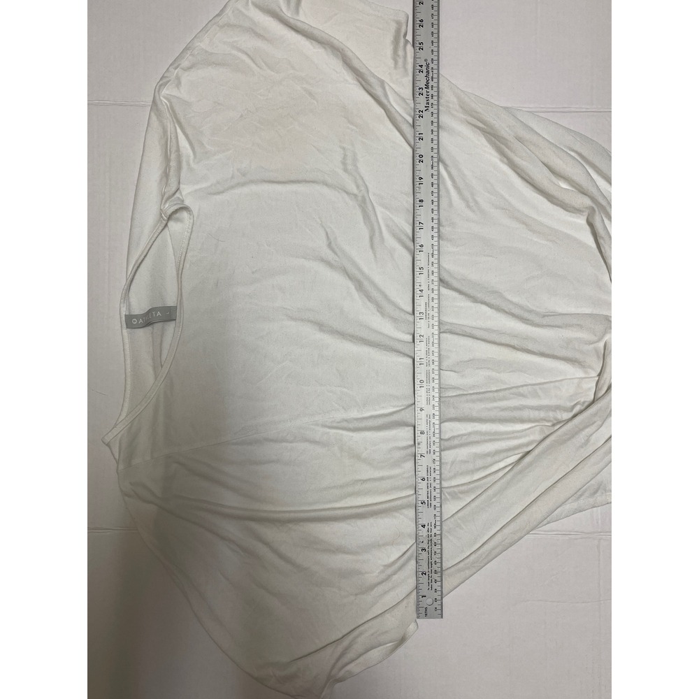 Athleta Womens Large White Draped Tee Modal Blend Short Sleeve Casual Top - Picture 10 of 11